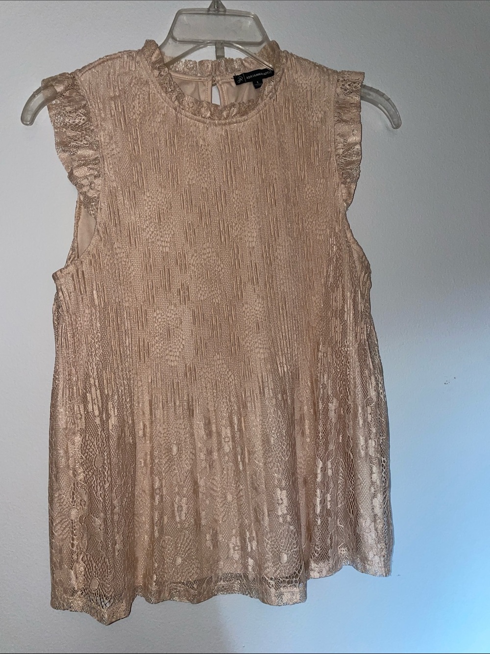 Adrianna Papell cream Lace Ruffle-Trim Sleeveless Camisole